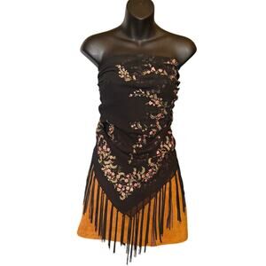 Sheer Floral Fringe Shawl Wrap – Romantic Gothic Boho Scarf Top
